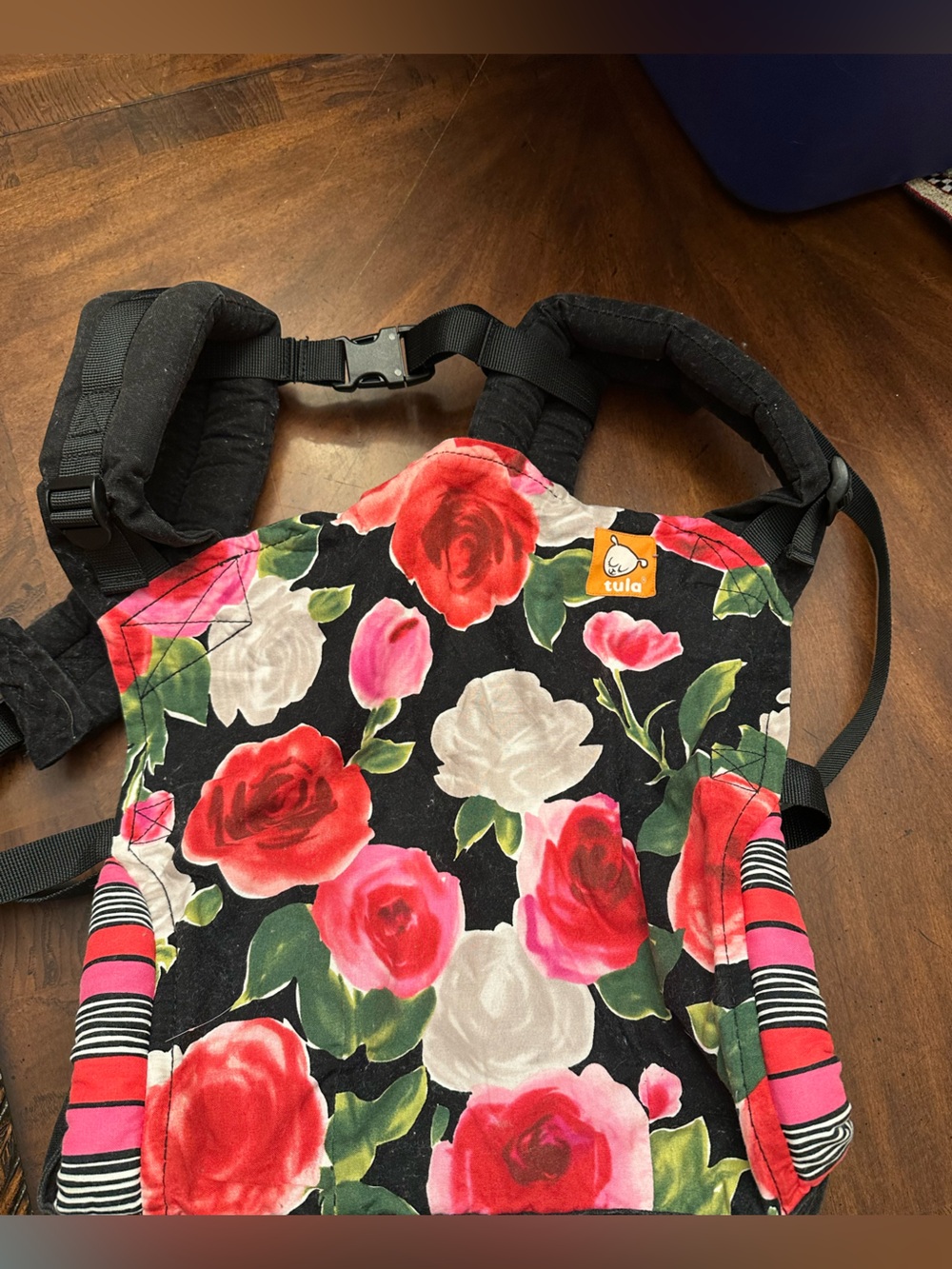 Tula Carrier - Black with Red, Pink & White Roses